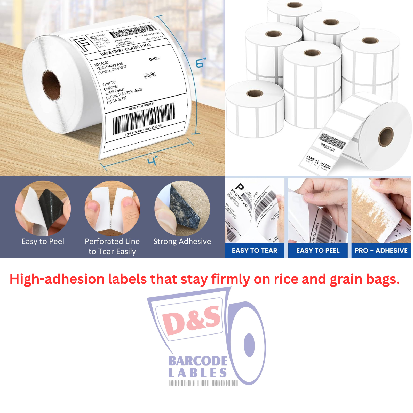 Highstick Sticker Labels for Rice Bags